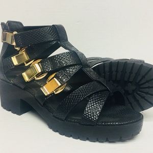 British River Island Black Chunky Strap Shoes US 6